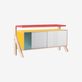 FRAME Sideboard 03 - Canary Yellow with Transparent Blue Screen