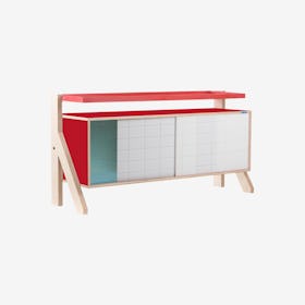 FRAME Sideboard 03 - Cherry Red with Transparent Blue Screen