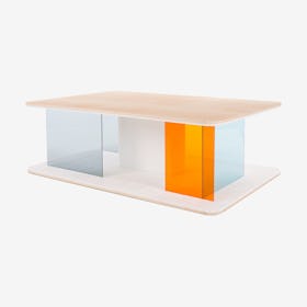 GRID Coffee Table - Ash with Transparent Blue & Orange Screens