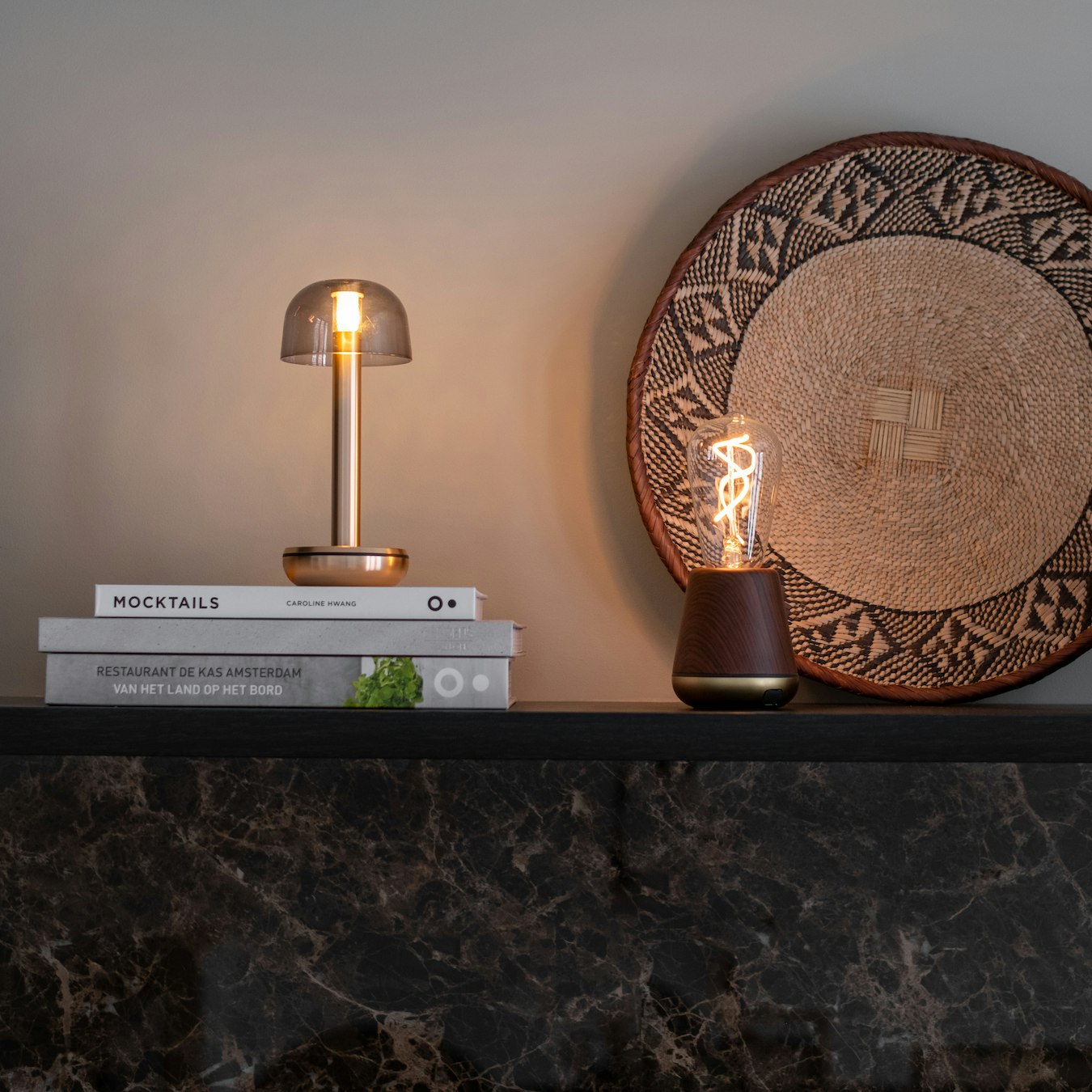 Humble Two Cordless Table Light - Gold - Smoked Glass by Humble Lights