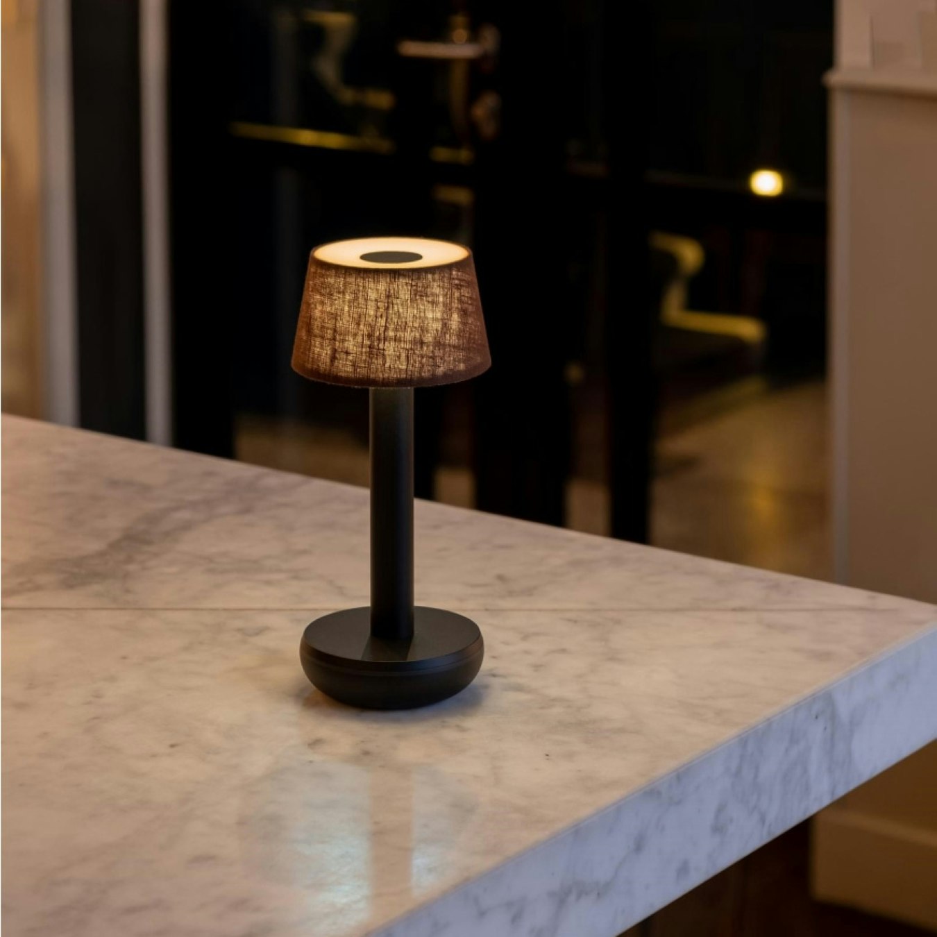 Two Table Light - Black/Brown Linen by Humble Lights