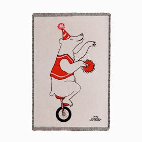 Unicycle Bear Small Woven Throw