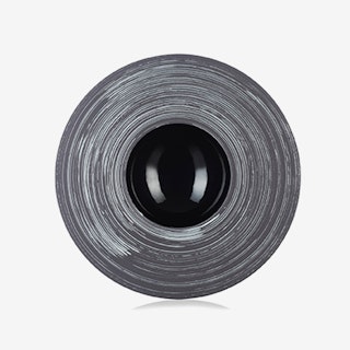 Solid Sphere Plate - Glossy Black Silver Crescendo