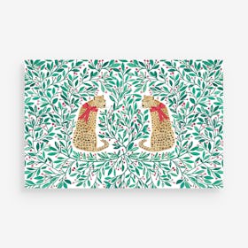 Christmas Rectangle Leopard Holiday Placemats - Paper - Set of 24