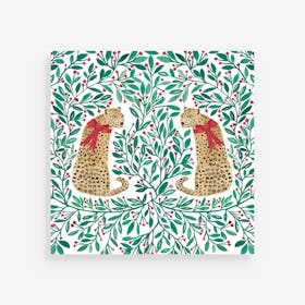 Christmas Square Leopard Holiday Placemats - Paper - Set of 24