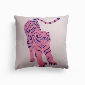 Tiger Doesnt Lose Sleep Pink Canvas Cushion