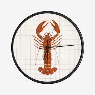Lobster On Checkered Tablecloth Clock