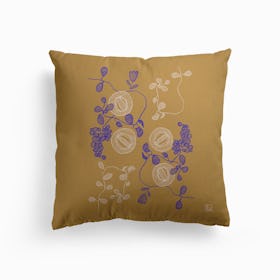 Embroidered Flowers Canvas Cushion