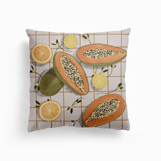 Papayas And Lemons Canvas Cushion