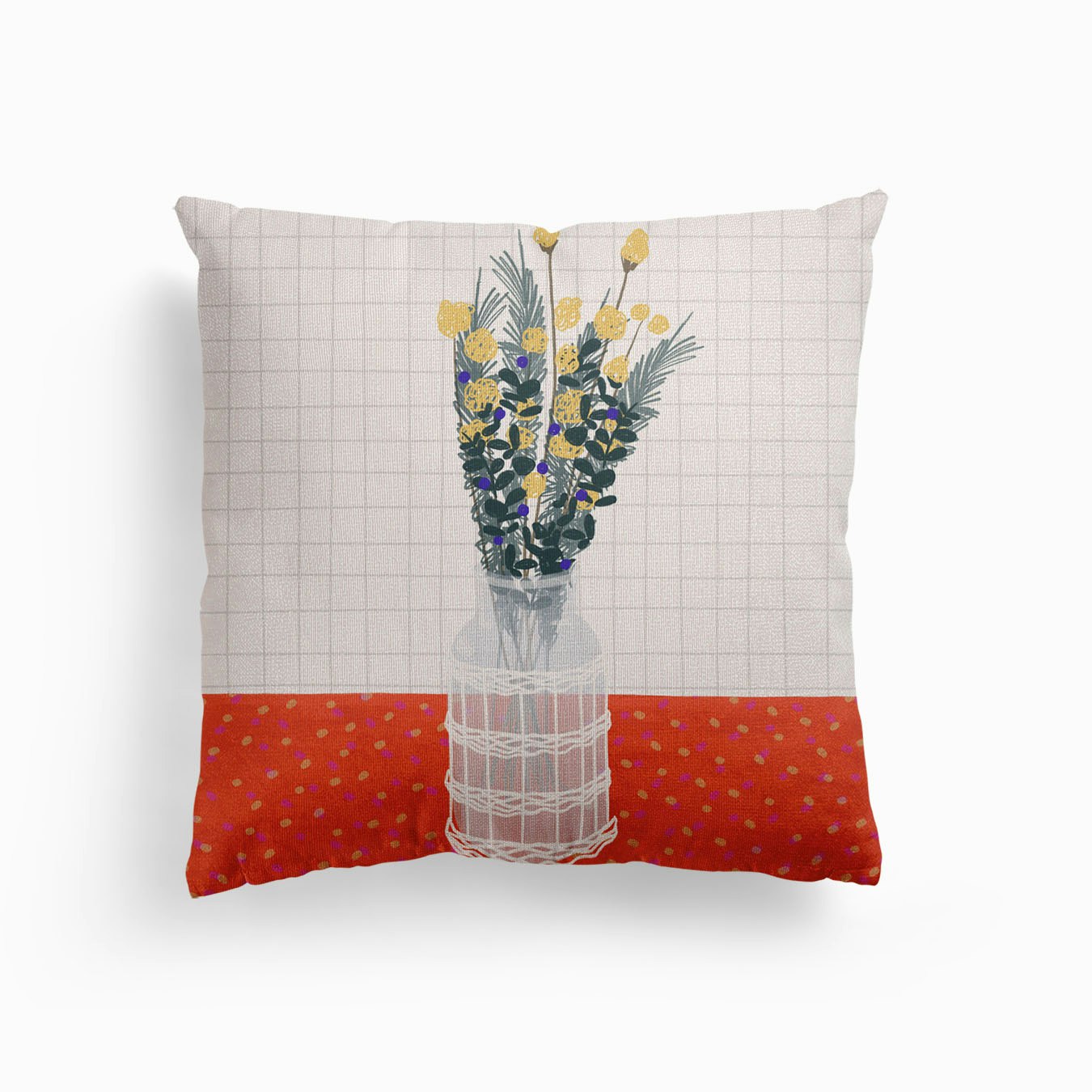 Yellow Wild Flowers Canvas Kissen