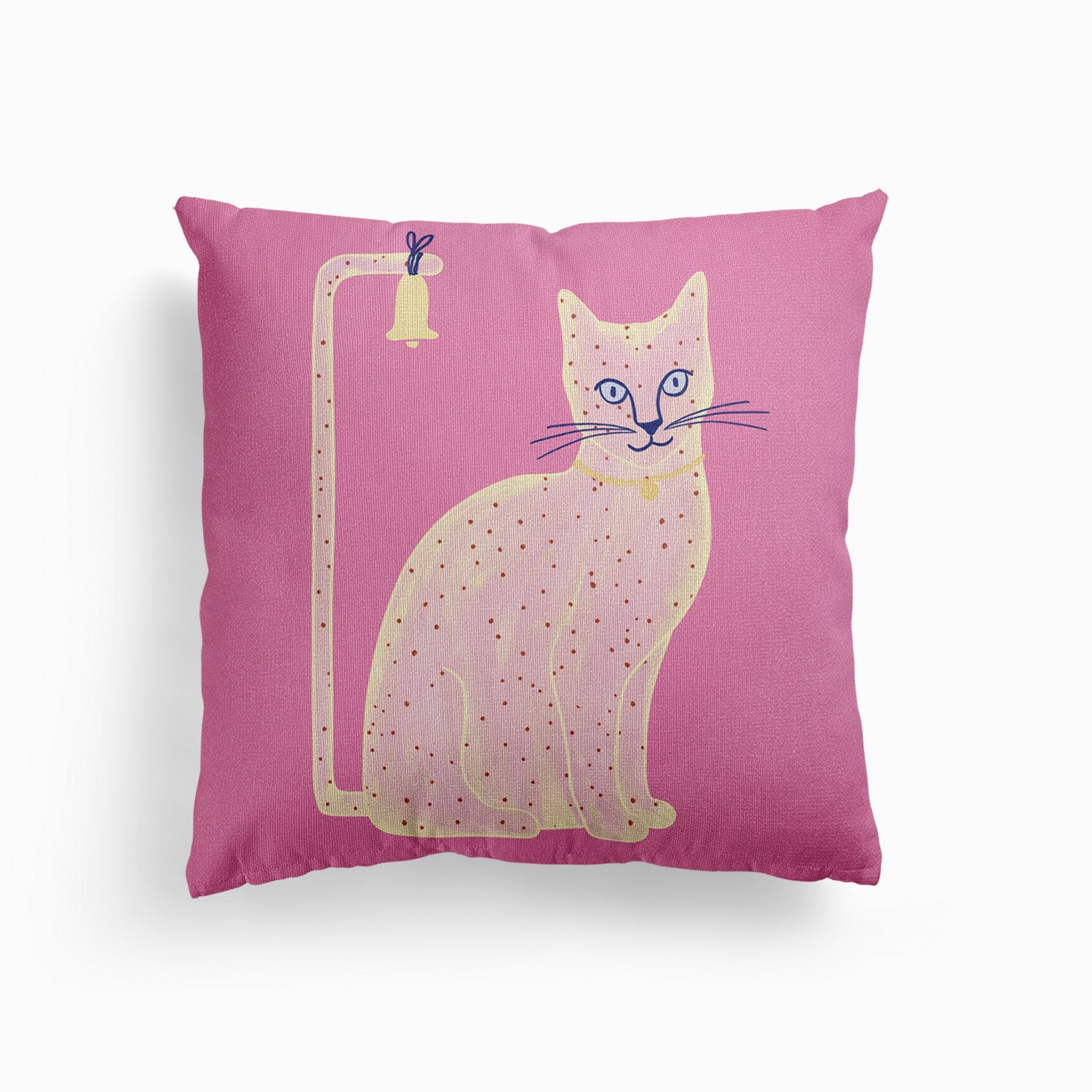 Cat With Bell Canvas Cuscino