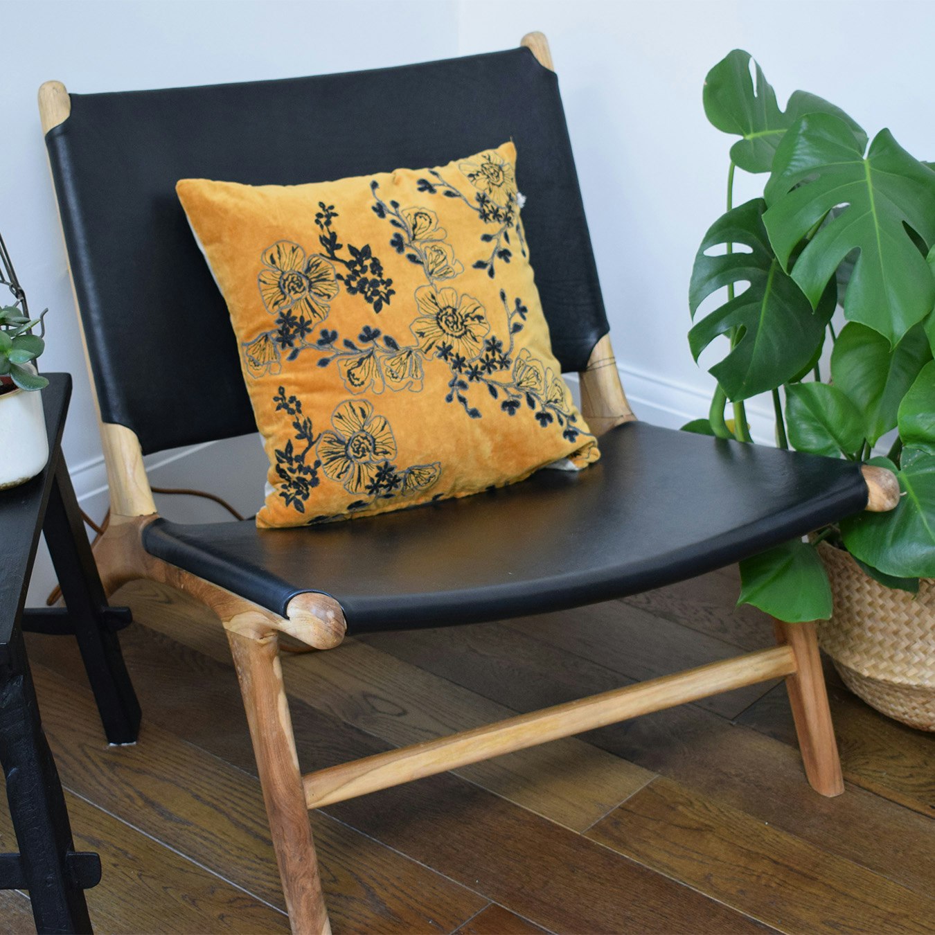 Roxy Black Leather Occasional Chair by MW Home