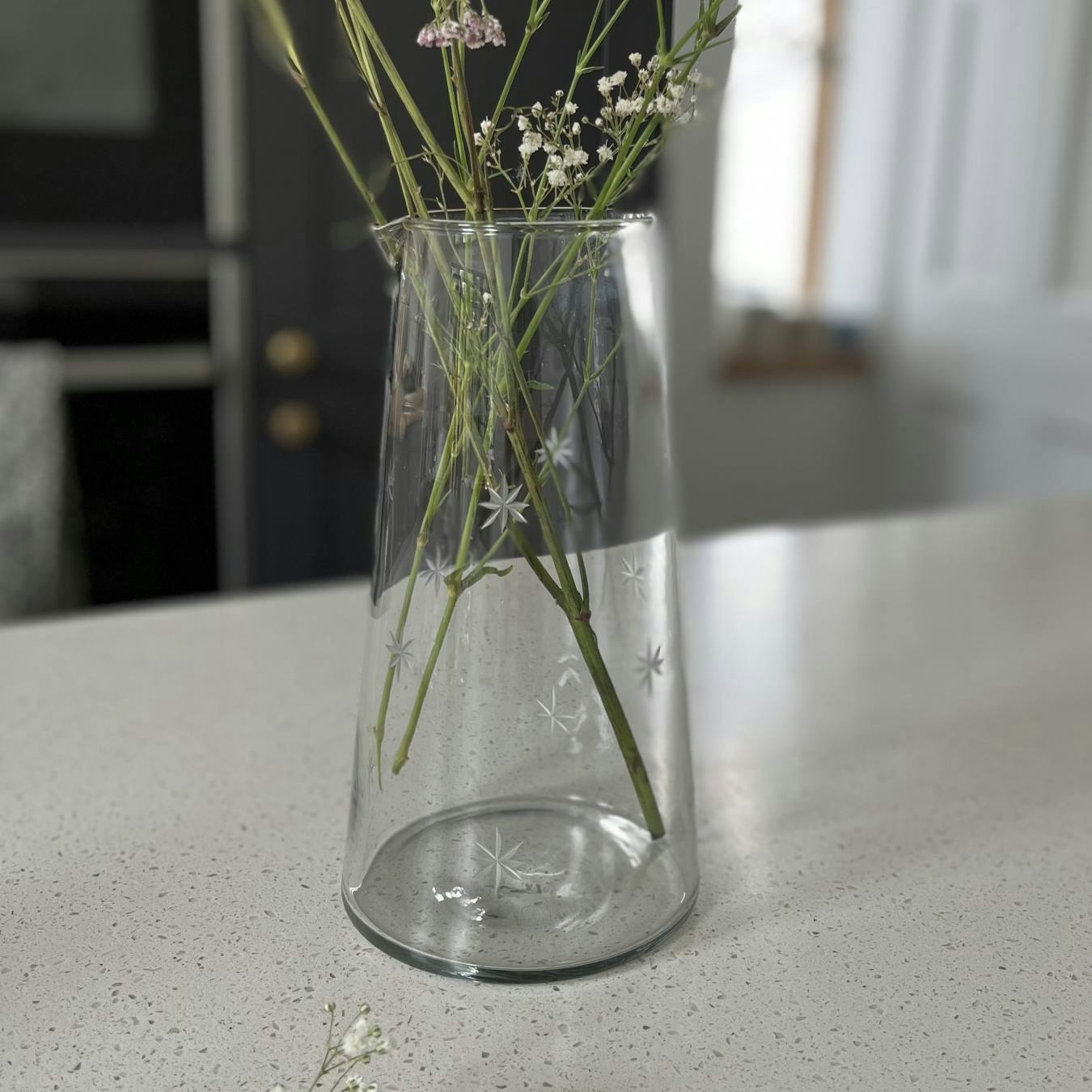 Star Etched Tapered Glass Jug by MW Home