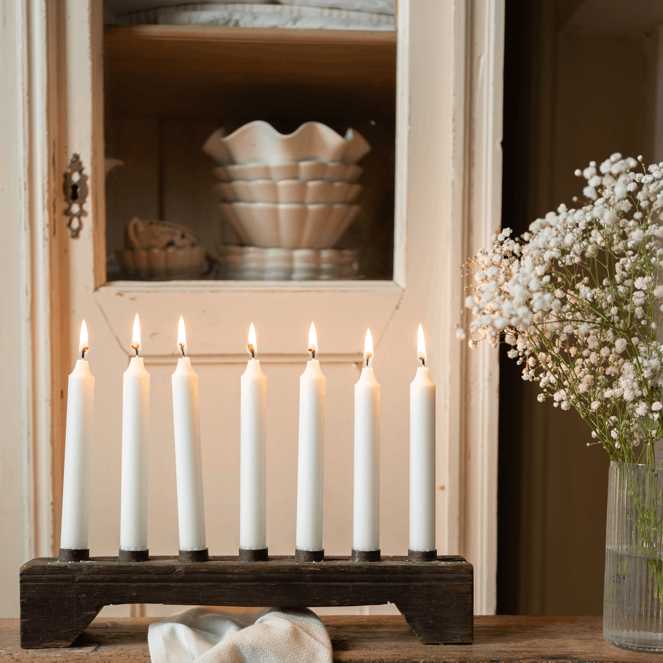 Wooden candle Holder with 7 spaces by MW Home