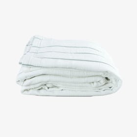 Isen Wide Stripe Throw - White / Jade