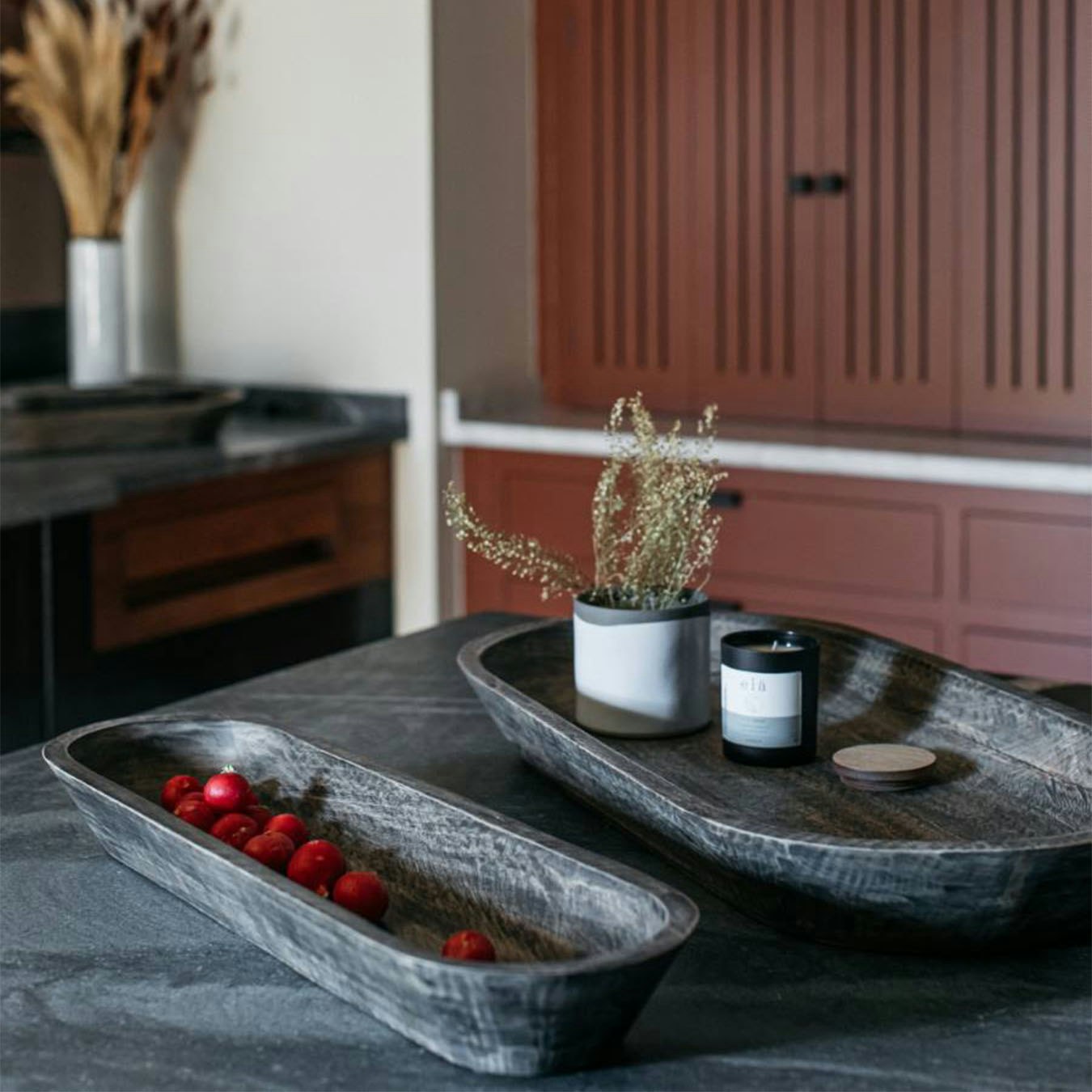 Mo Serving Bowl - Dark Wash Mango Wood by Also Home