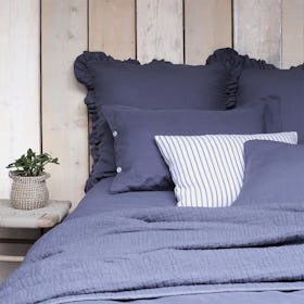 Lisbon Duvet Cover - Aegean Blue - Linen