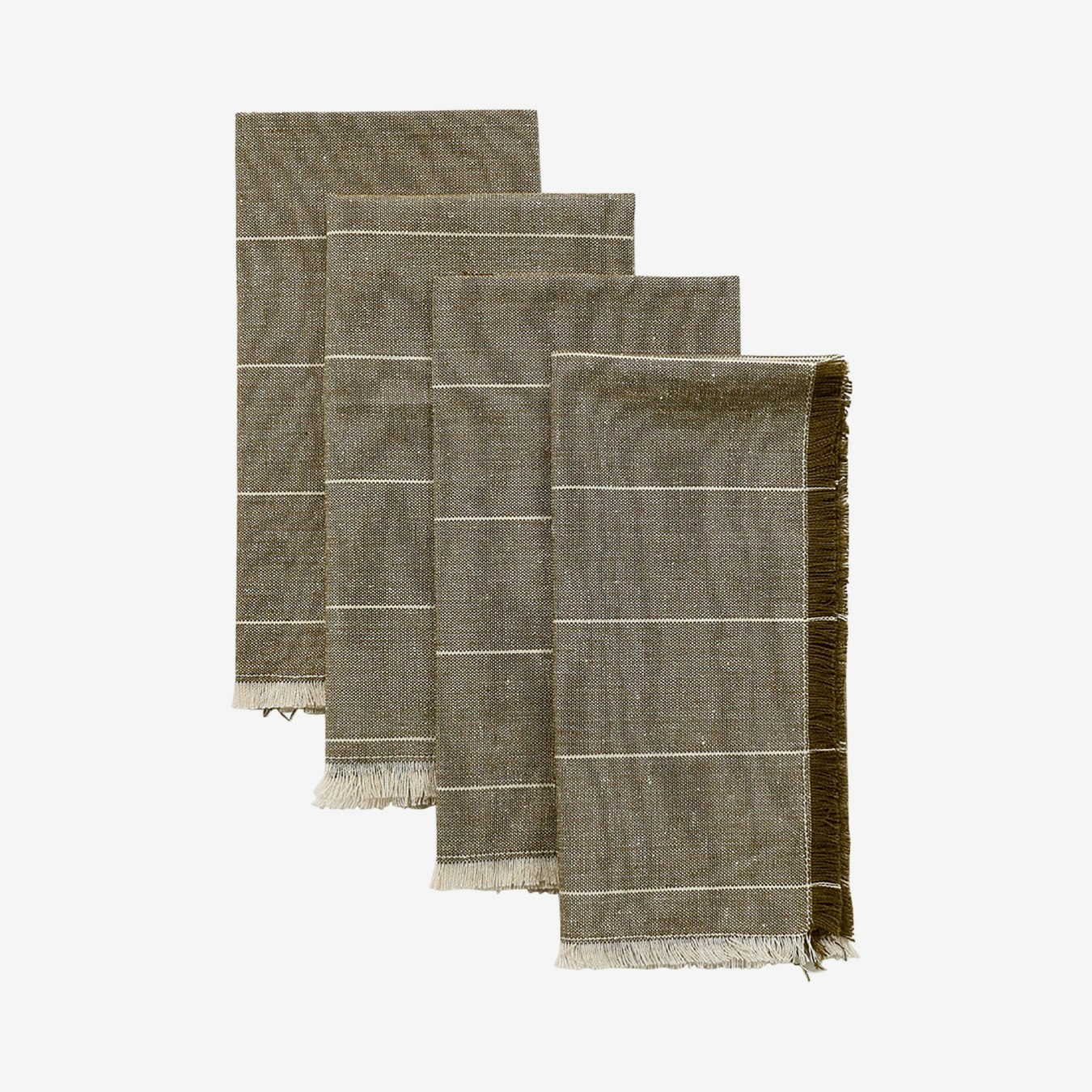 Wild Stripe Napkins - Khaki Green - Set of 4 by Raine & Humble