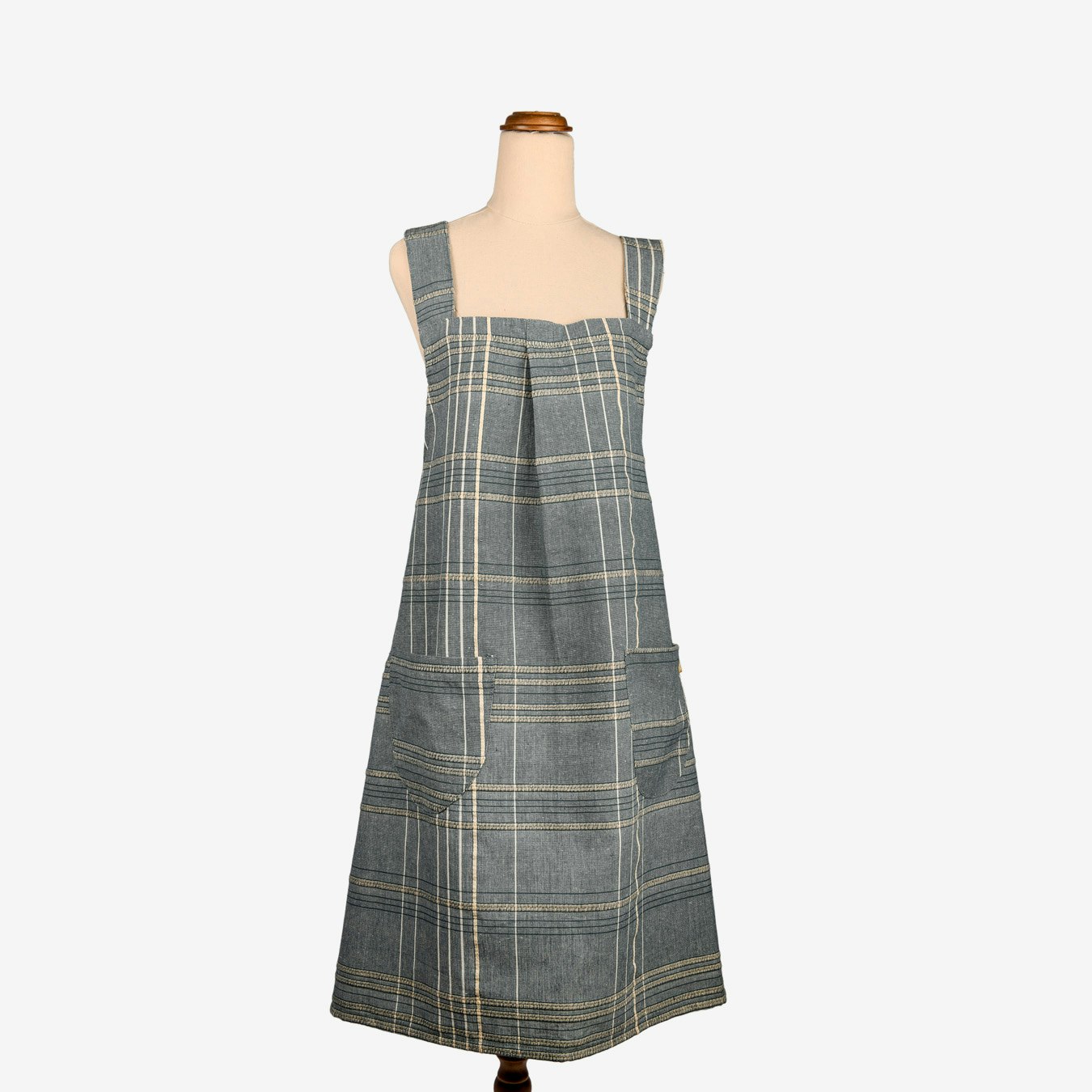 Textured Check Pinafore Apron - Blueberry by Raine & Humble