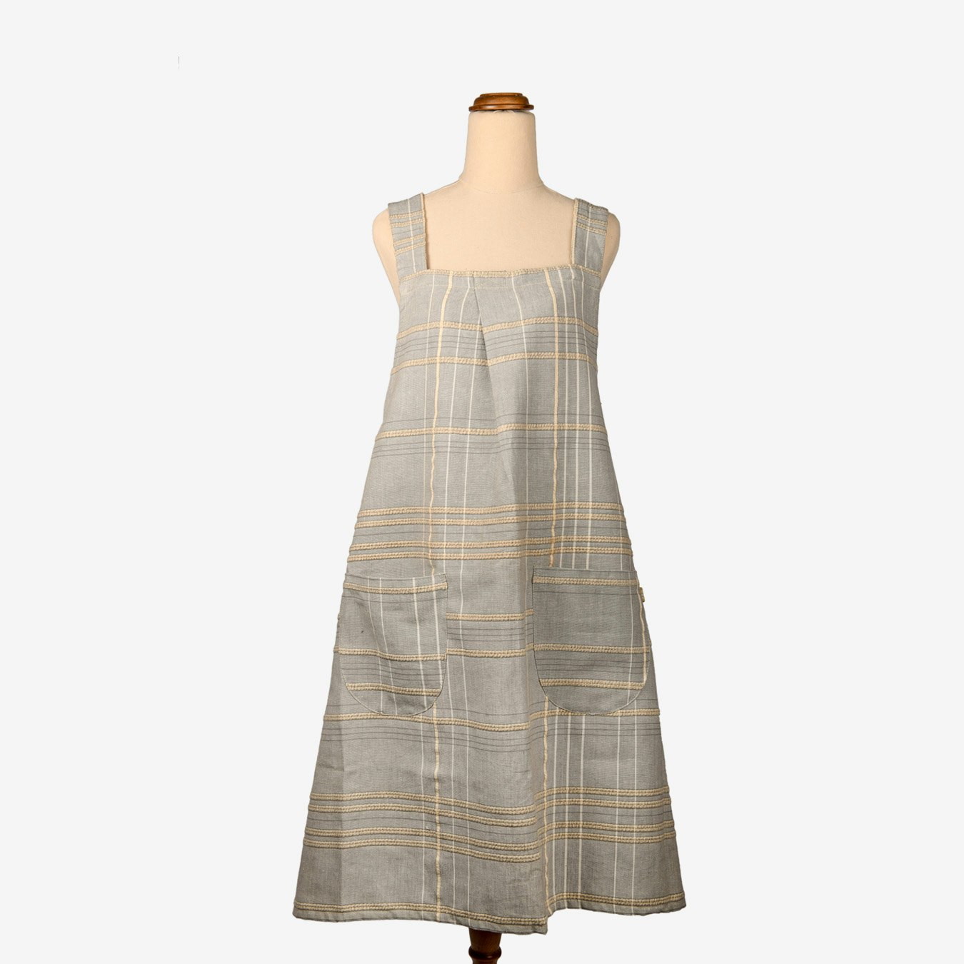 Textured Check Pinafore Apron - Ash by Raine & Humble