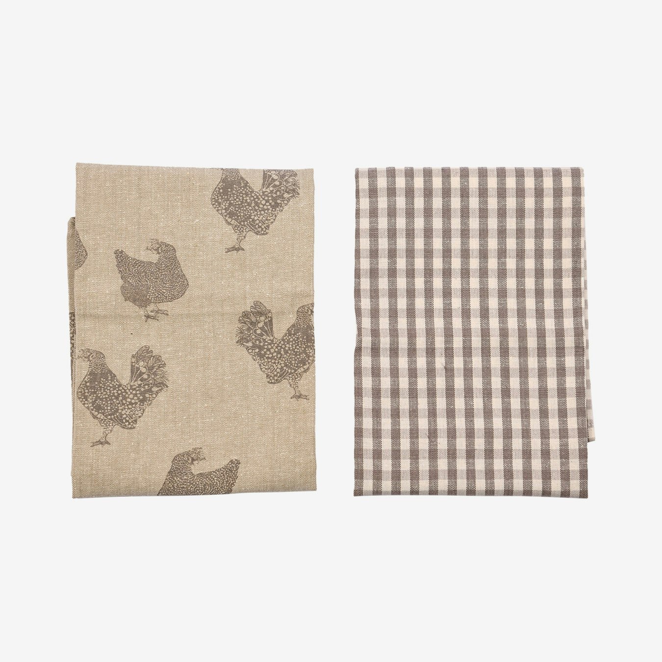 Henrietta & Gingham Tea Towels - Ash - Set of 2 by Raine & Humble