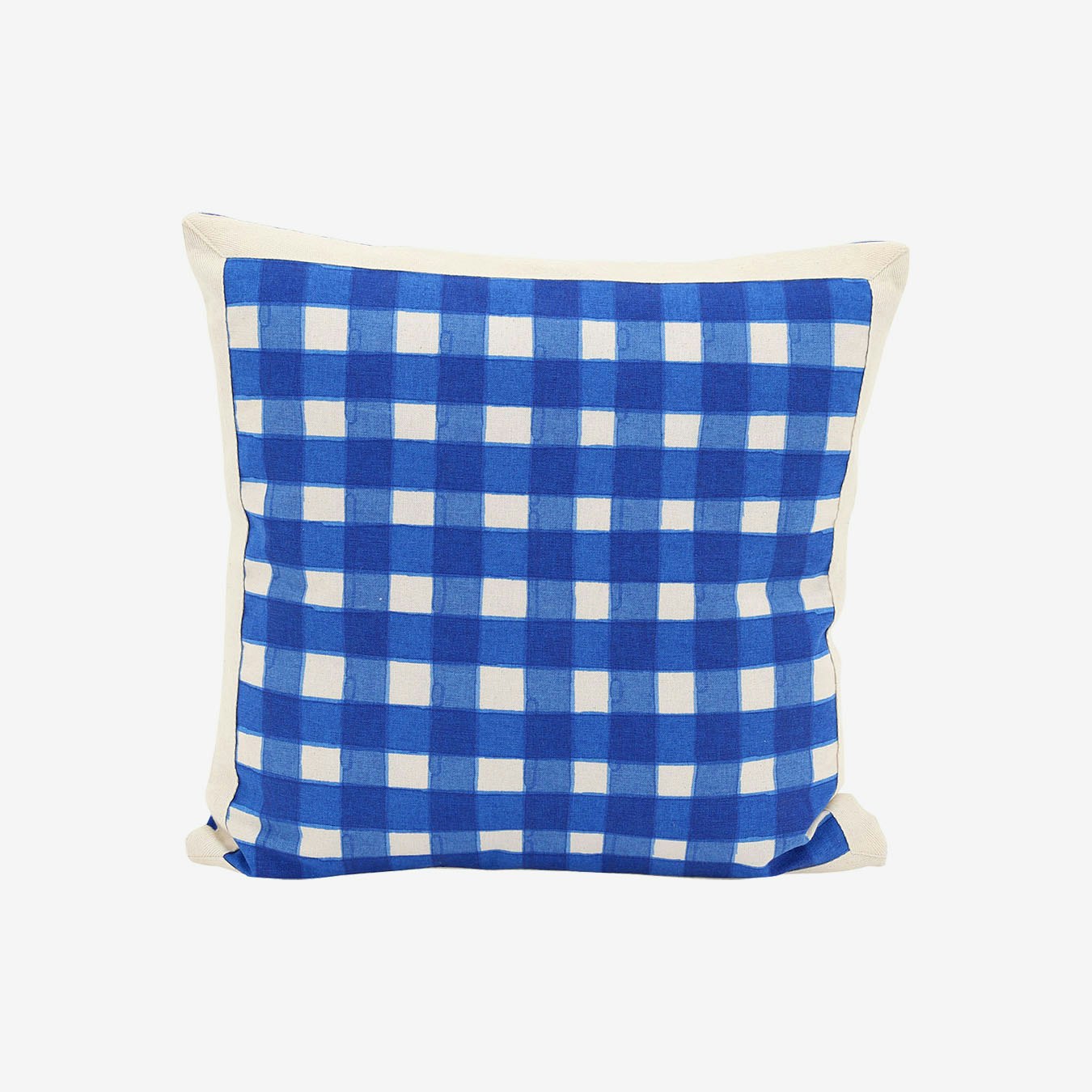 Watercolour Gingham Cushion - Brilliant Blue by Raine & Humble
