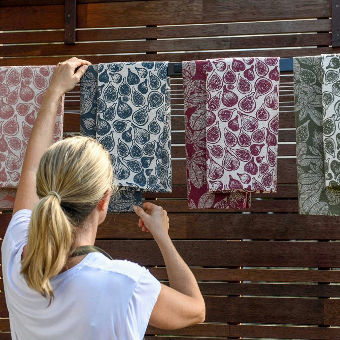 Fig Tree Tea Towel - Ruby - Set of 2 by Raine & Humble