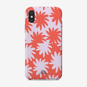 Red And Lilac Colourblock Daisy Phone Case