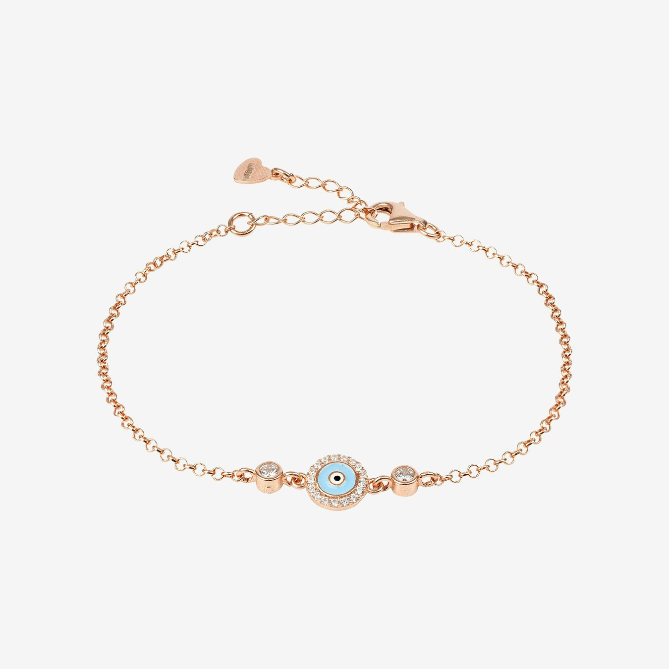 Evil Eye Enamel Bracelet - Rose Gold / Light Blue by Latelita