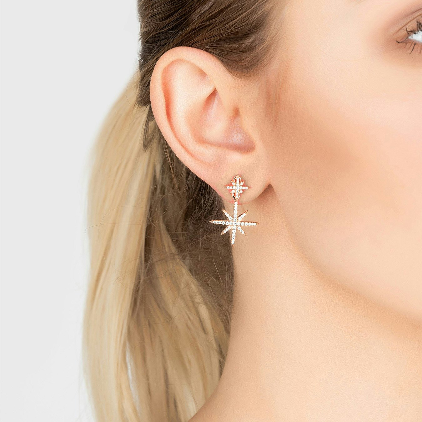 Asymmetric Star Burst Earrings - Rose Gold by Latelita