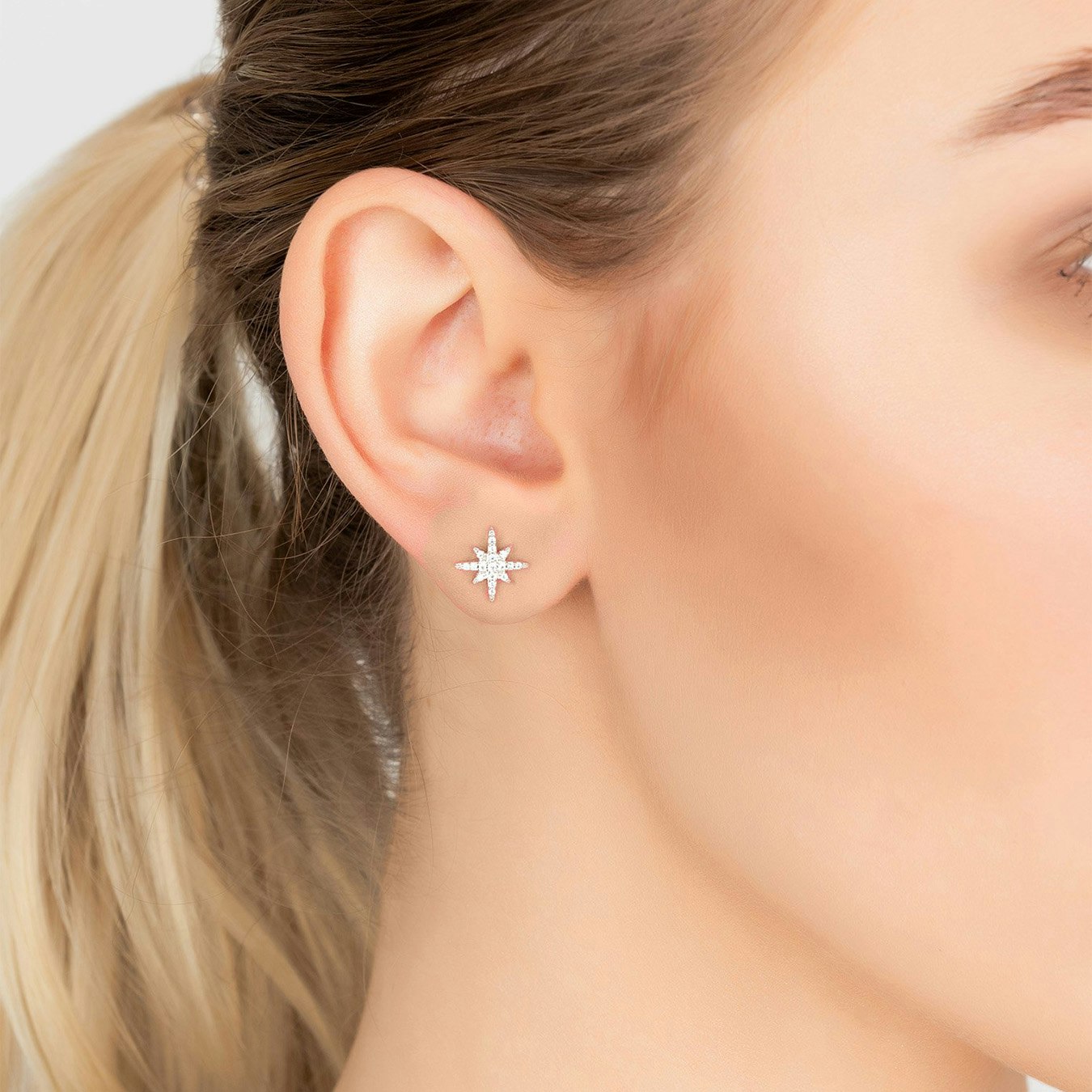 Asymmetric Star Burst Earrings - Silver by Latelita