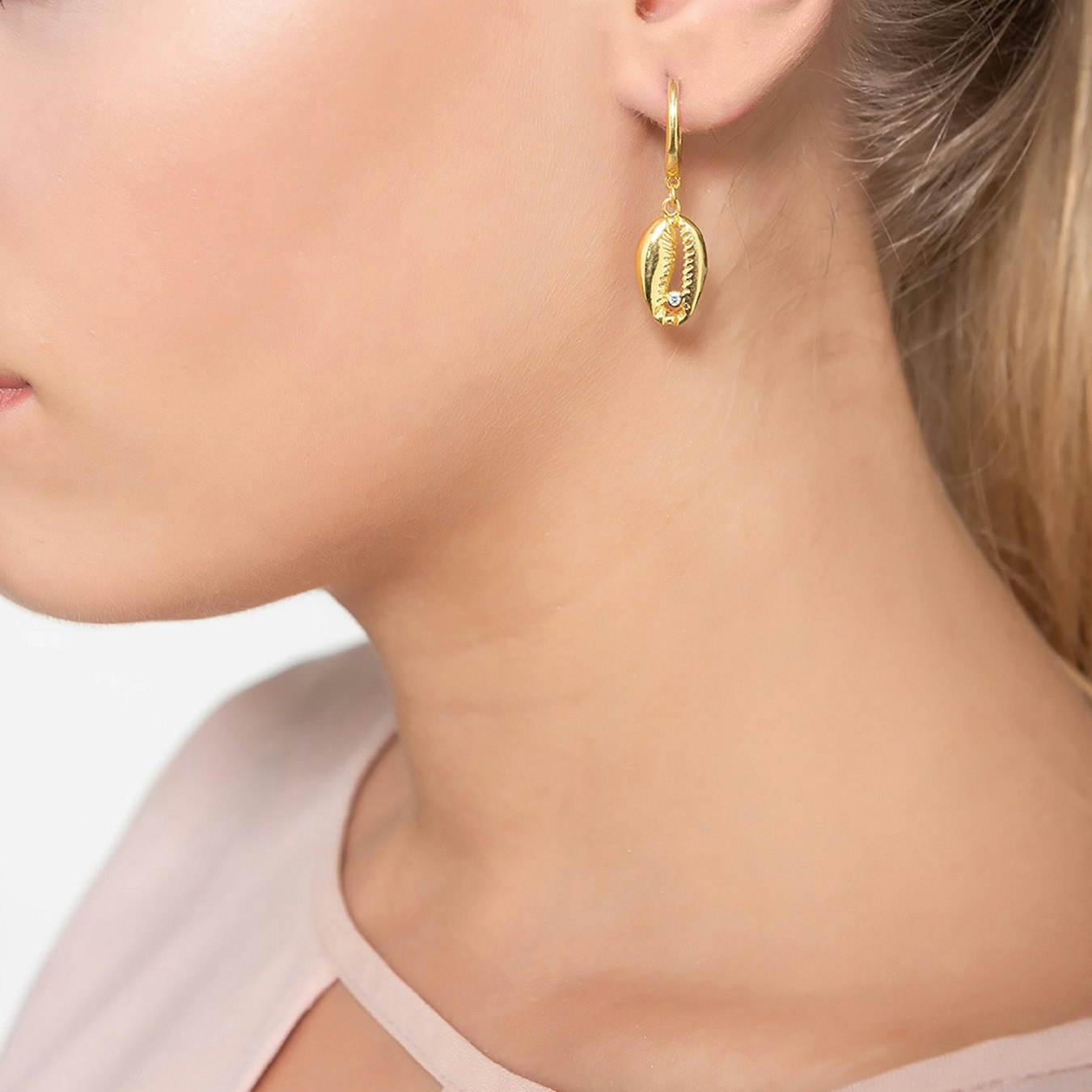 Cowrie Shell Drop Earrings - Gold by Latelita