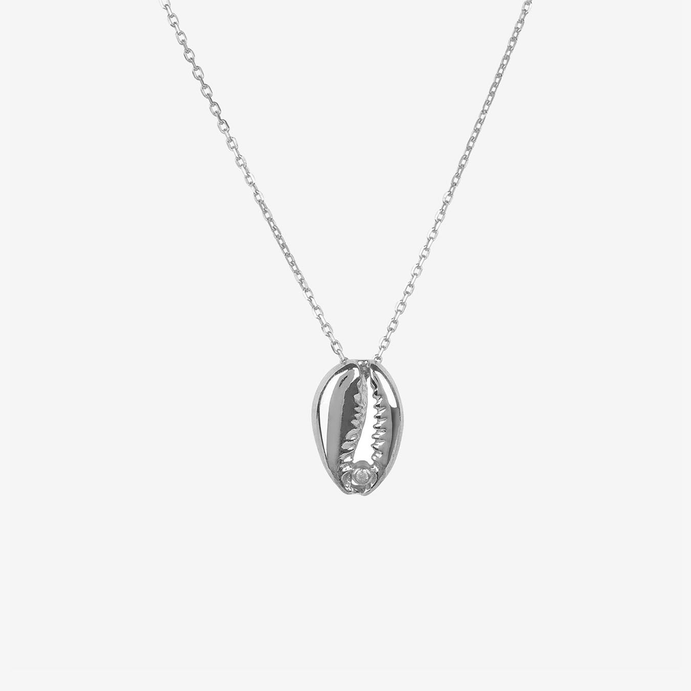 Cowrie Shell Pendant Necklace - Silver by Latelita