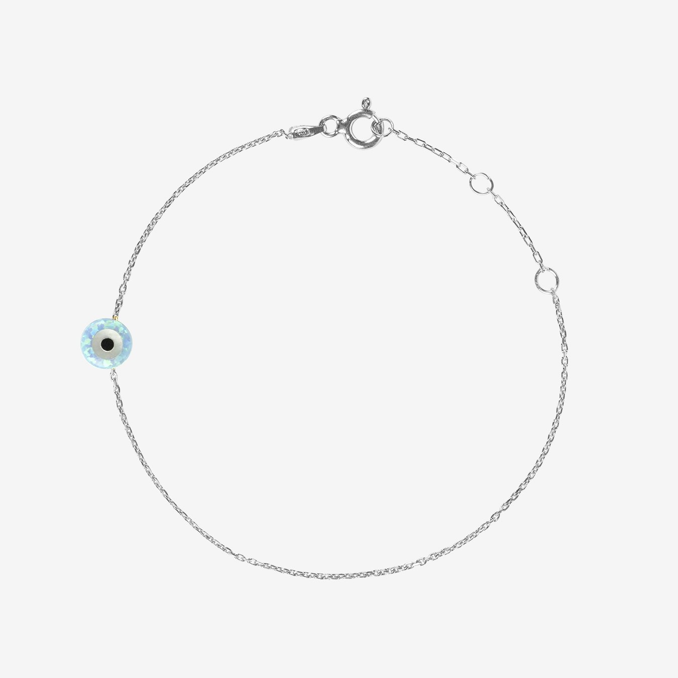 Evil Eye Mini Opalite Bracelet - Silver by Latelita
