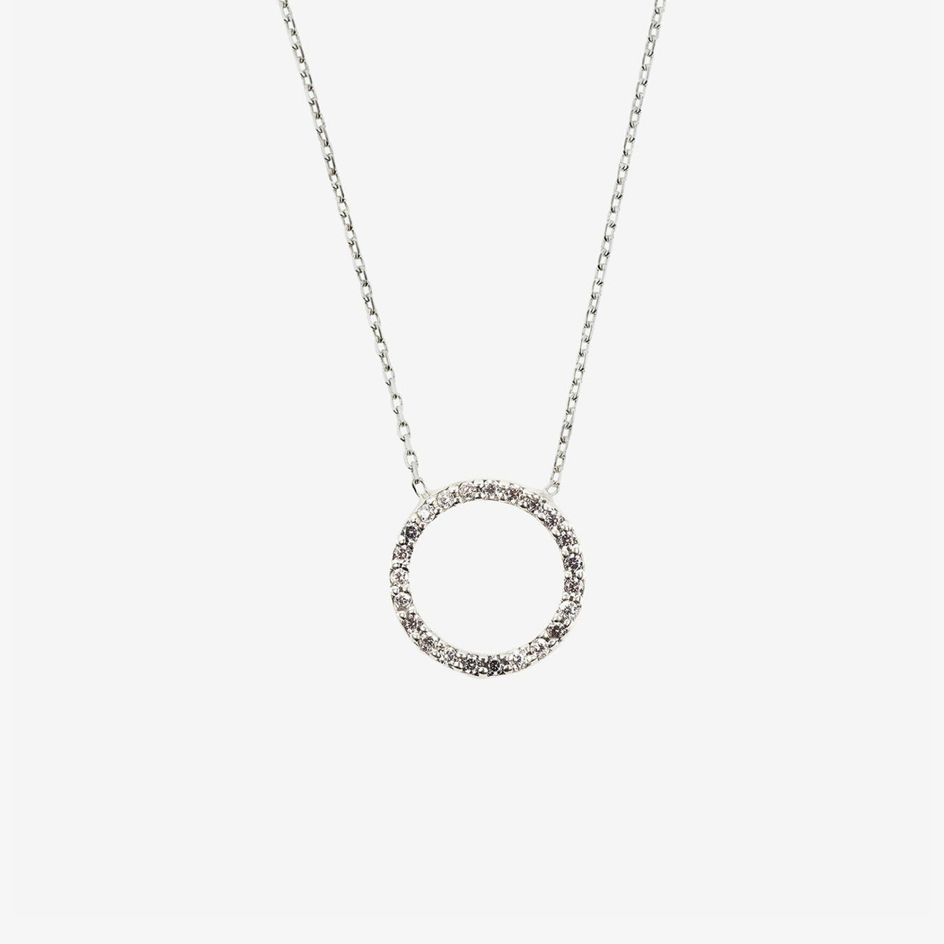 Halo Sparkling Circle Necklace - Silver by Latelita