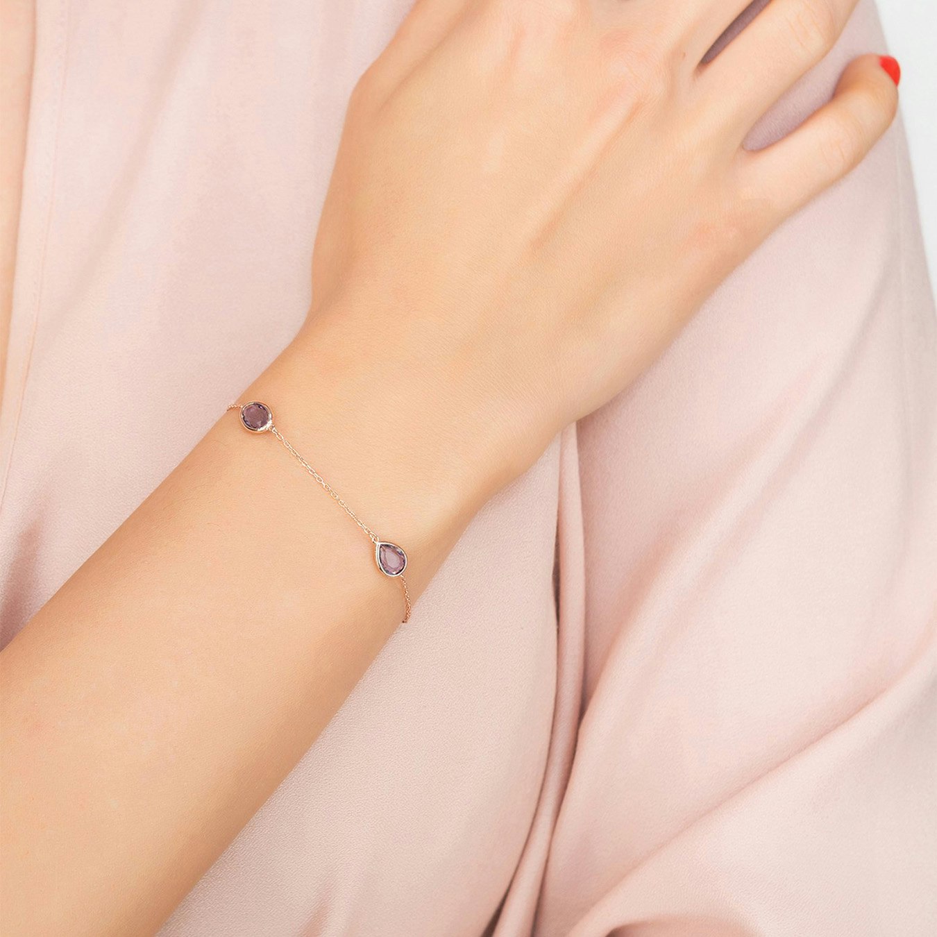 Venice Bracelet - Rose Gold - Amethyst by Latelita