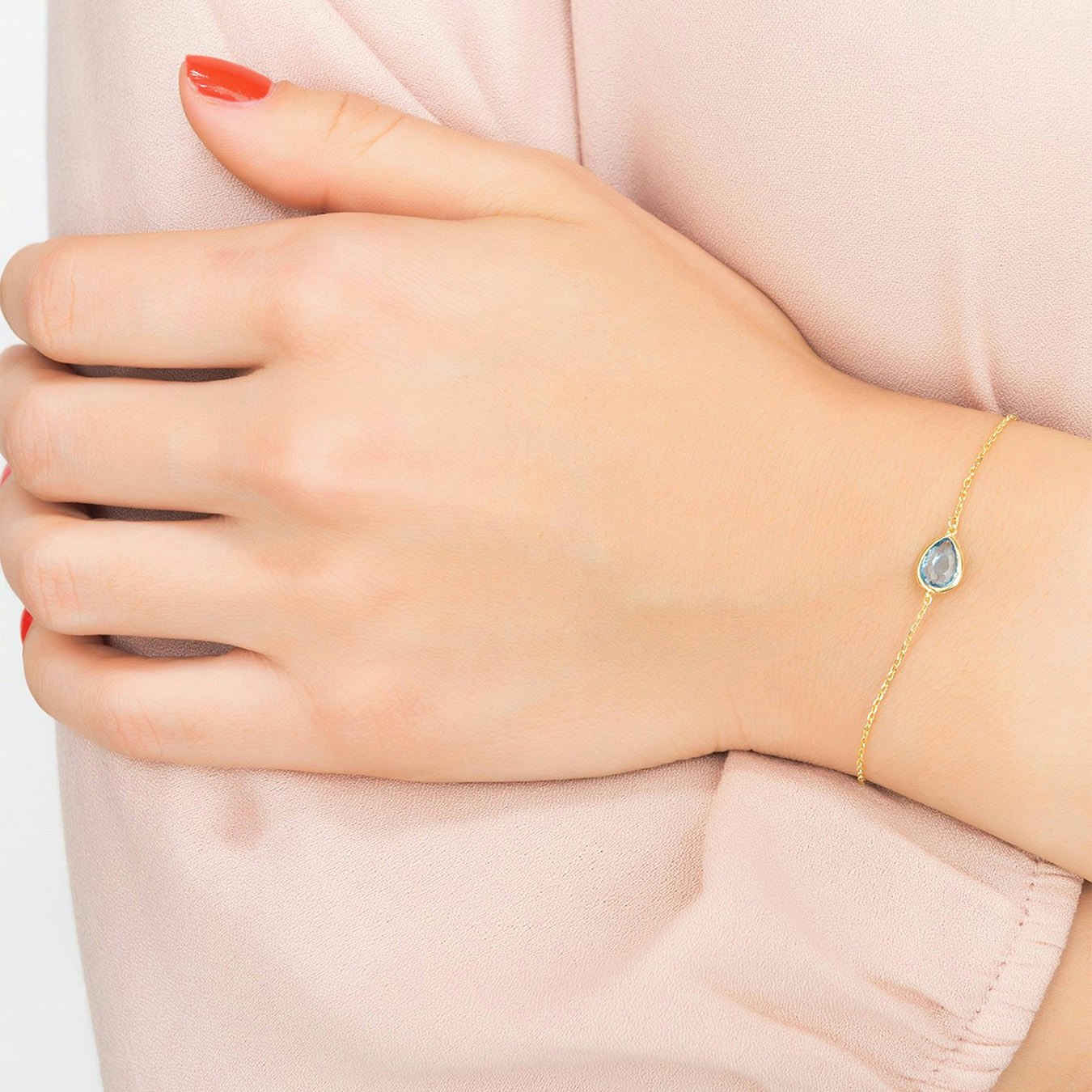 Pisa Mini Teardrop Bracelet - Gold / Blue - Topaz by Latelita