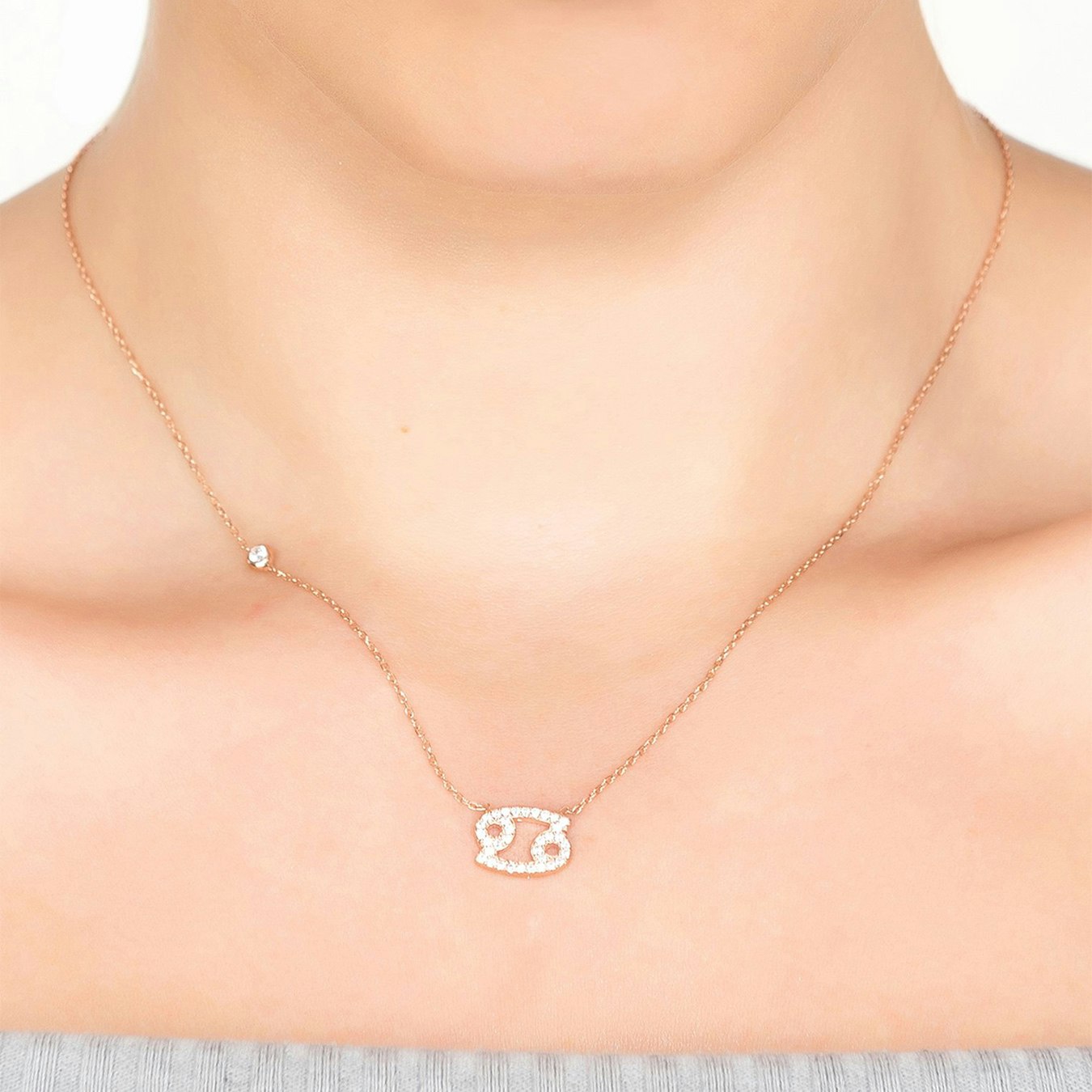 Cancer Zodiac Star Sign Pendant Necklace - Rose Gold by Latelita