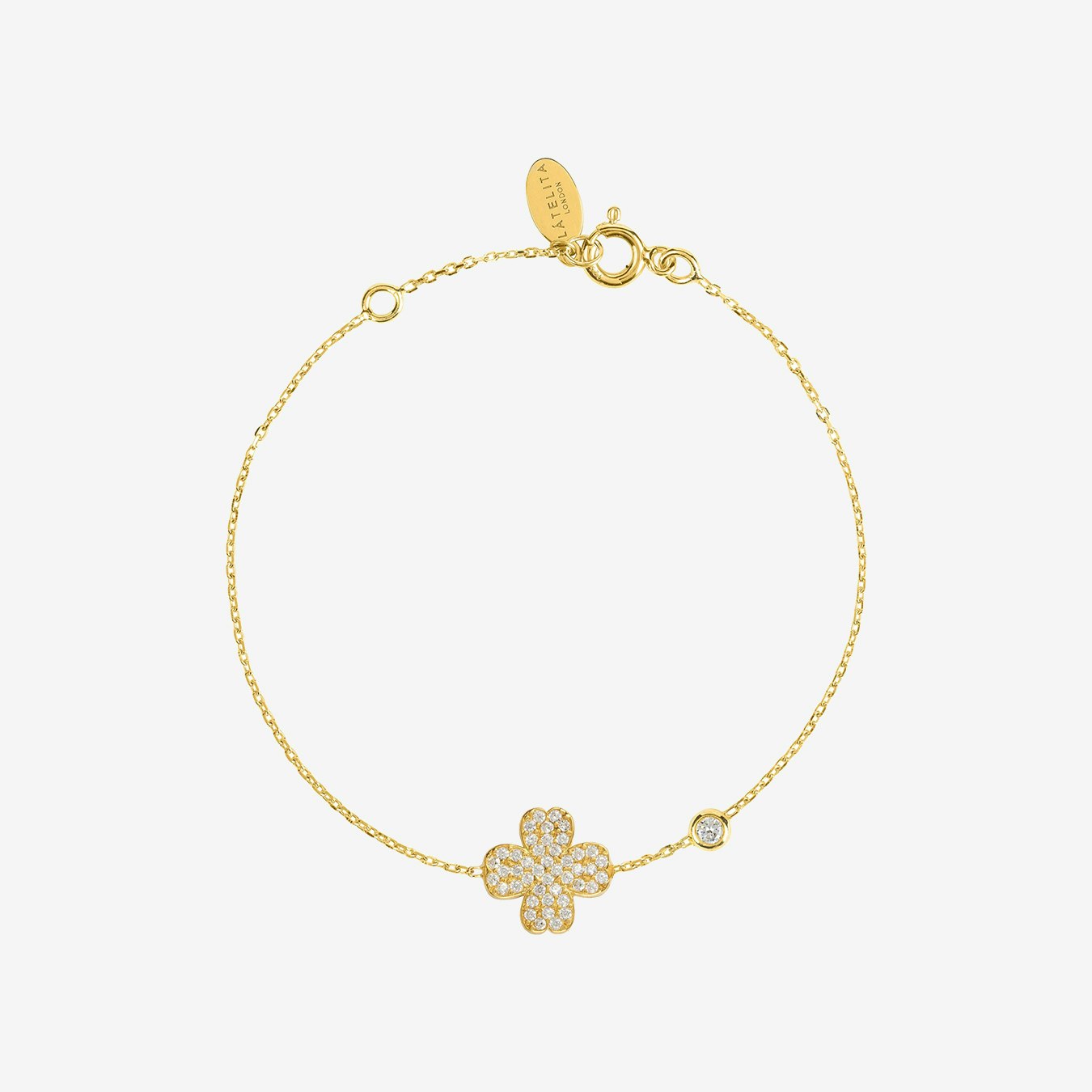 Lucky Four Leaf Clover Bracelet - Gold by Latelita
