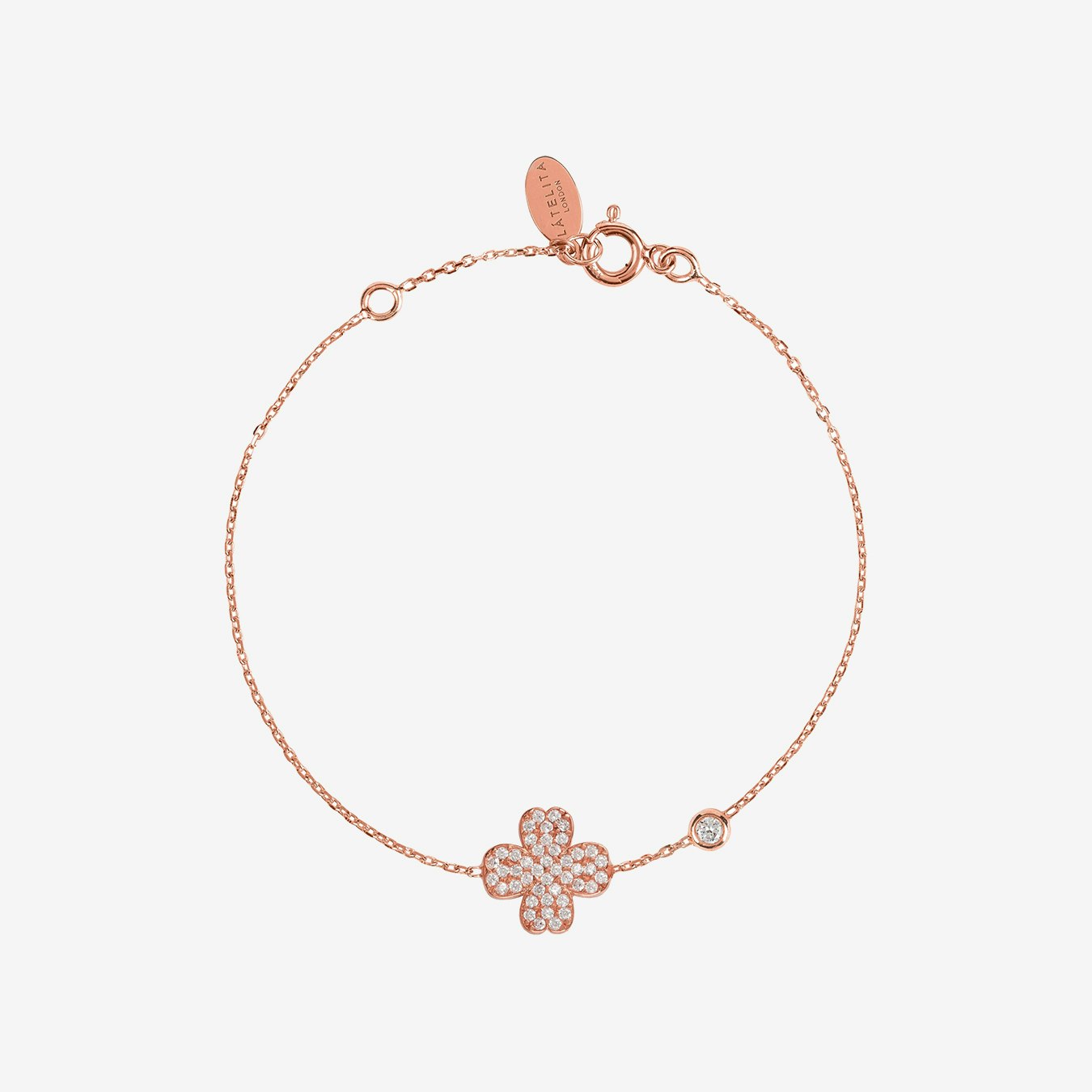 Lucky Four Leaf Clover Bracelet - Rose Gold by Latelita
