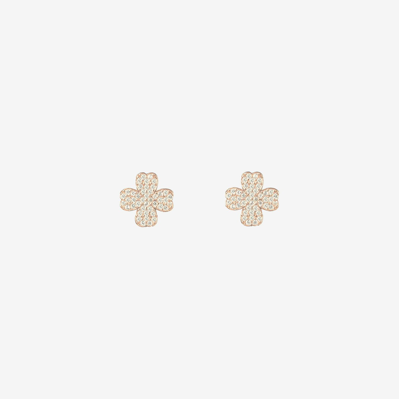 Lucky Four Leaf Clover Earrings - Rose Gold by Latelita
