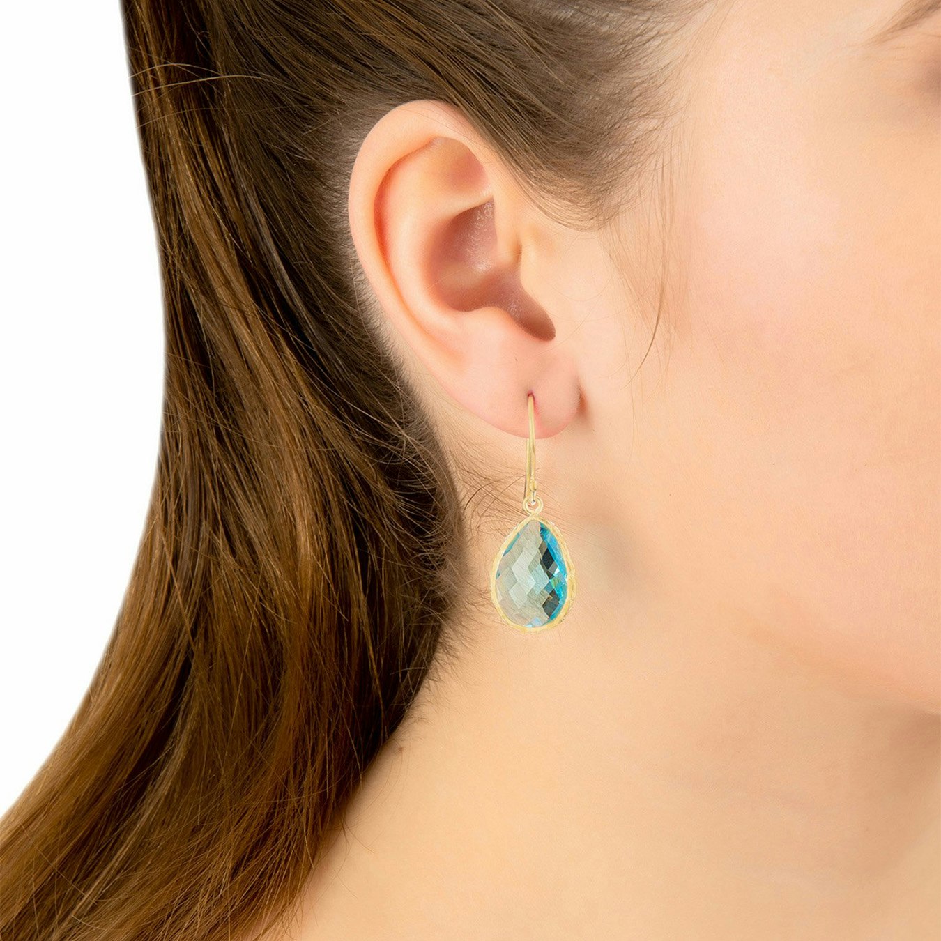 Petite Drop Earrings - Gold / Blue - Topaz Hydro by Latelita