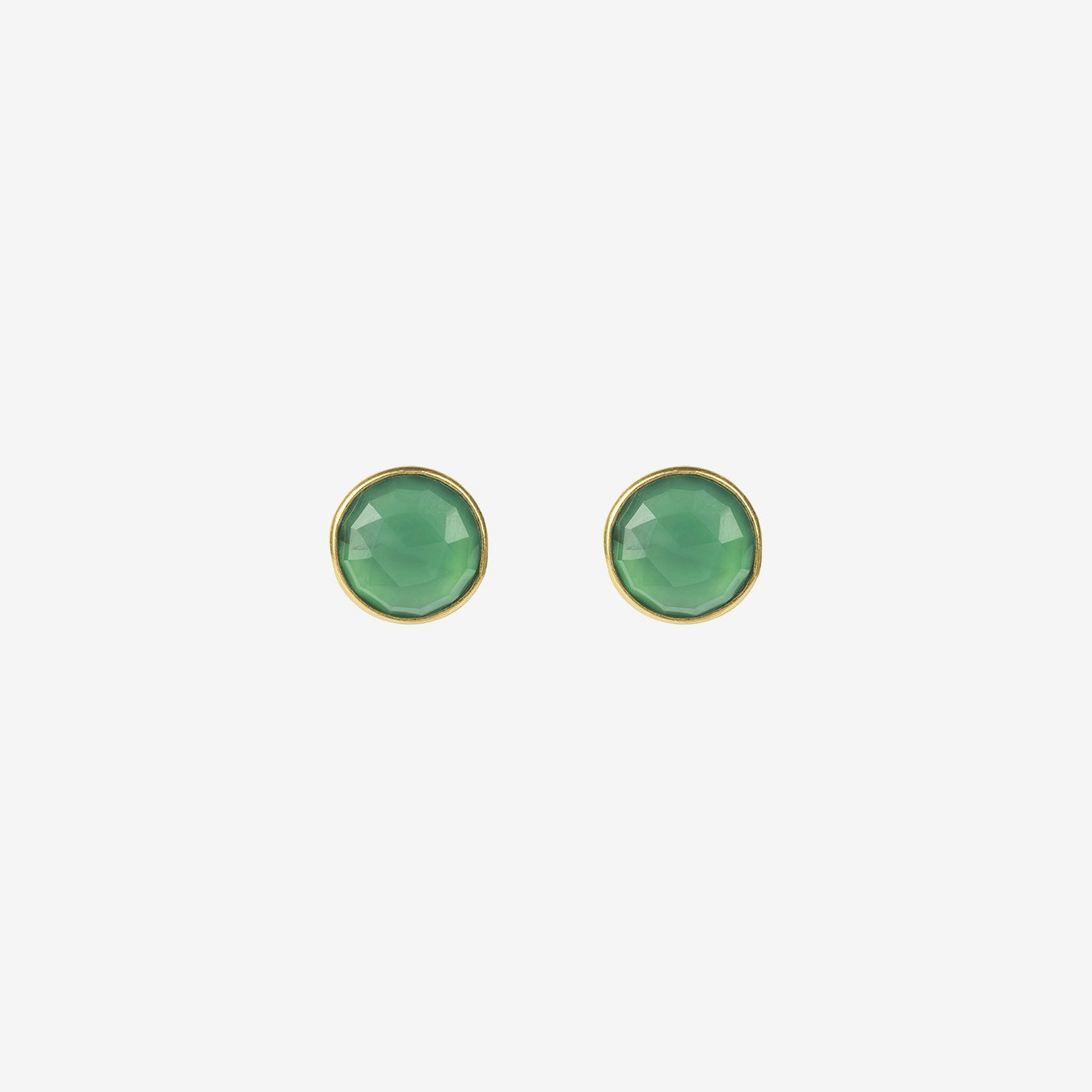 Circle Stud Earrings - Gold / Green - Onyx by Latelita