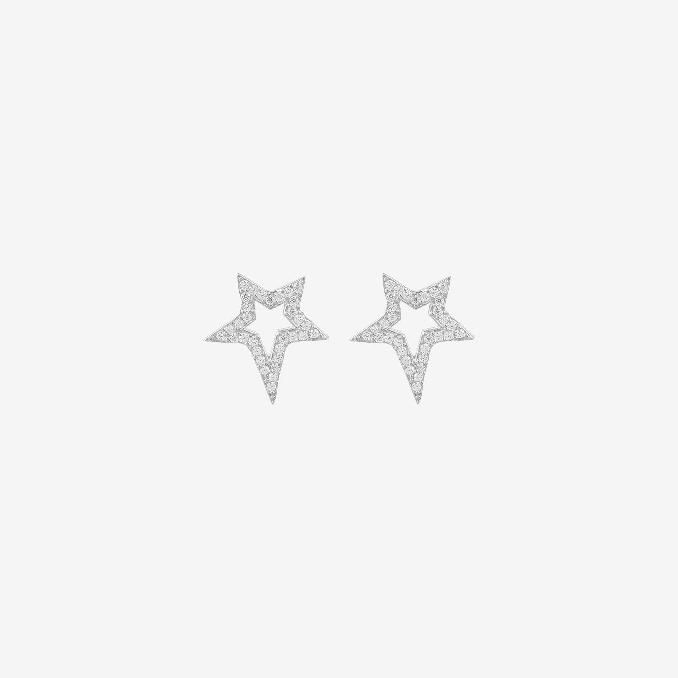 Open Star Stud Earrings - Silver by Latelita