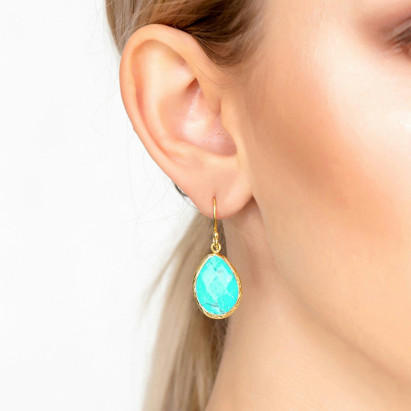Petite Drop Earrings - Gold - Arizona Turquoise by Latelita