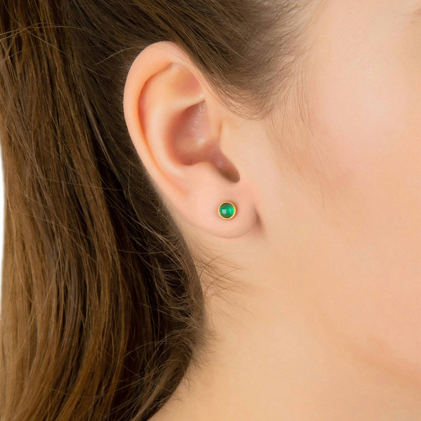 Petite Stud Earrings - Gold / Green - Onyx by Latelita