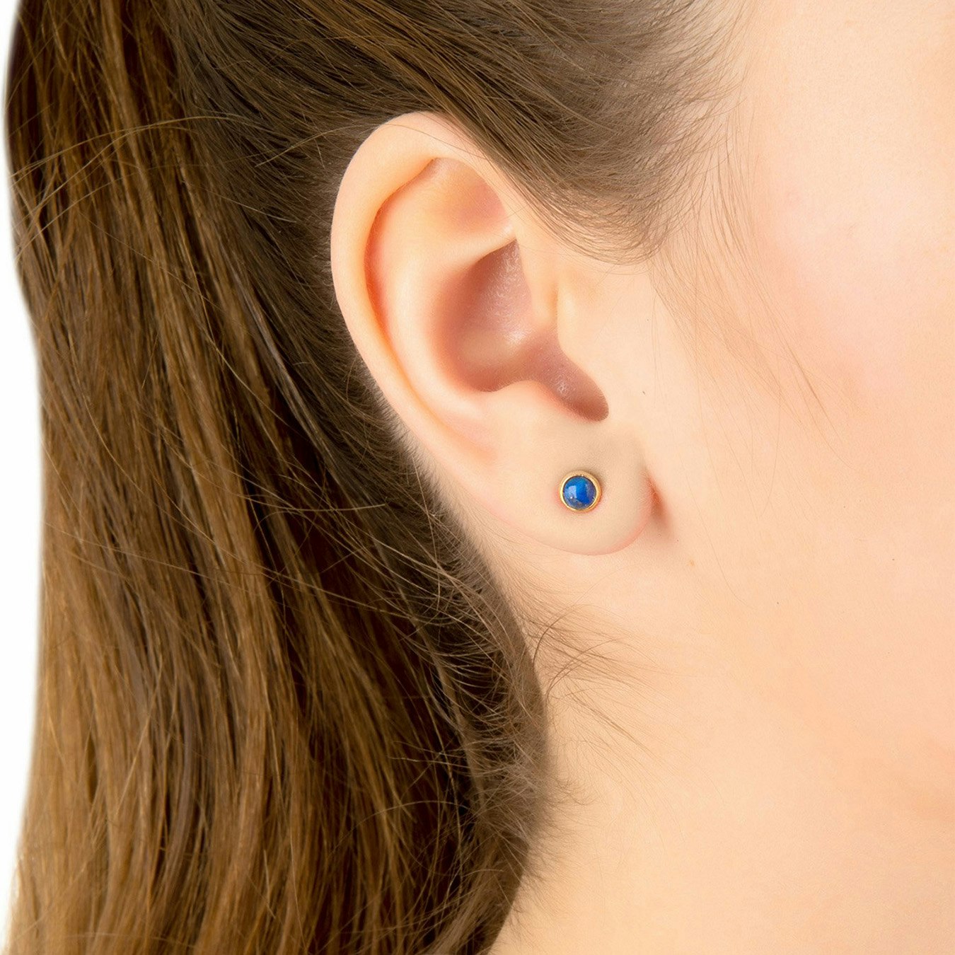 Petite Stud Earrings - Gold - Lapis Lazuli by Latelita