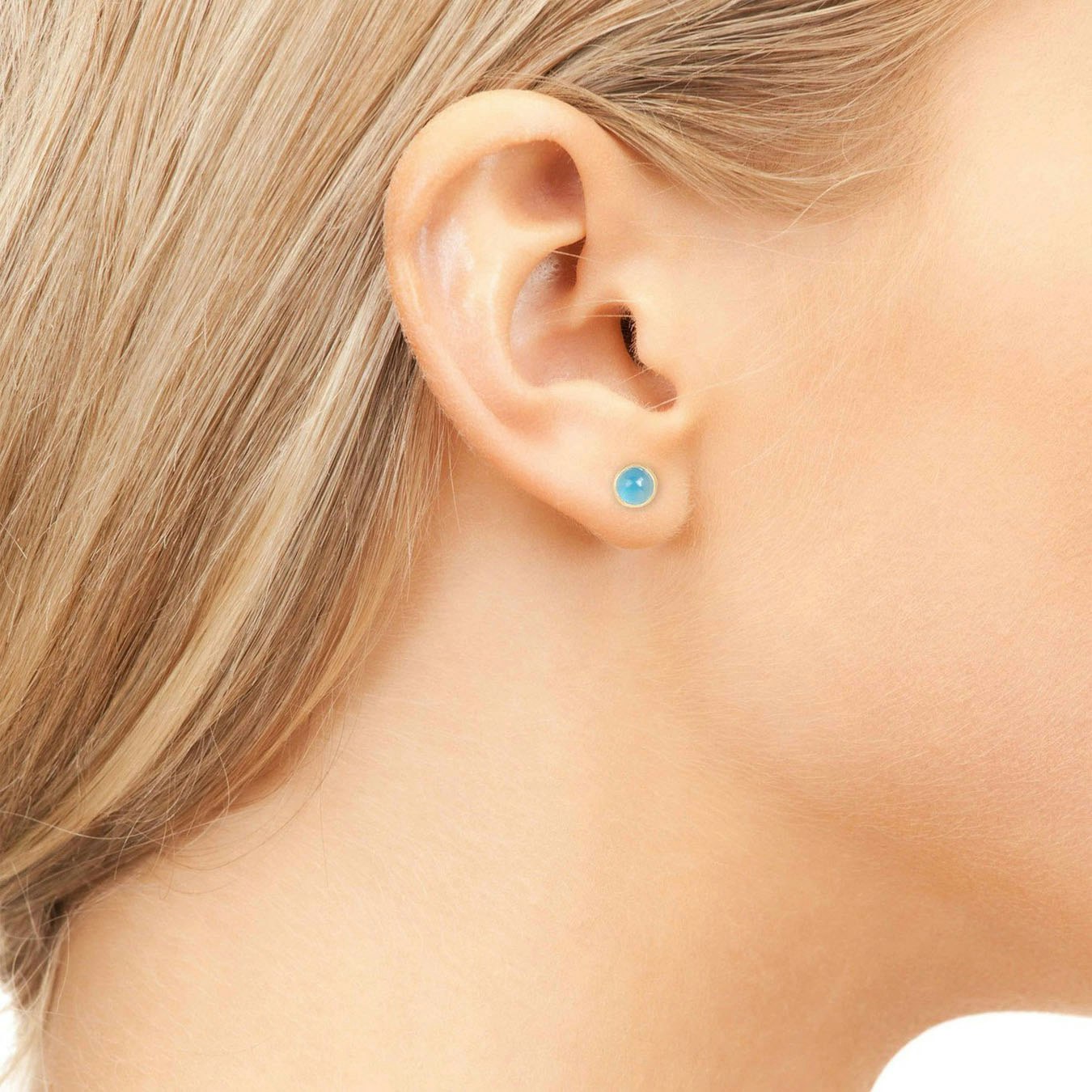 Petite Stud Earrings - Silver / Dark Blue - Chalcedony by Latelita