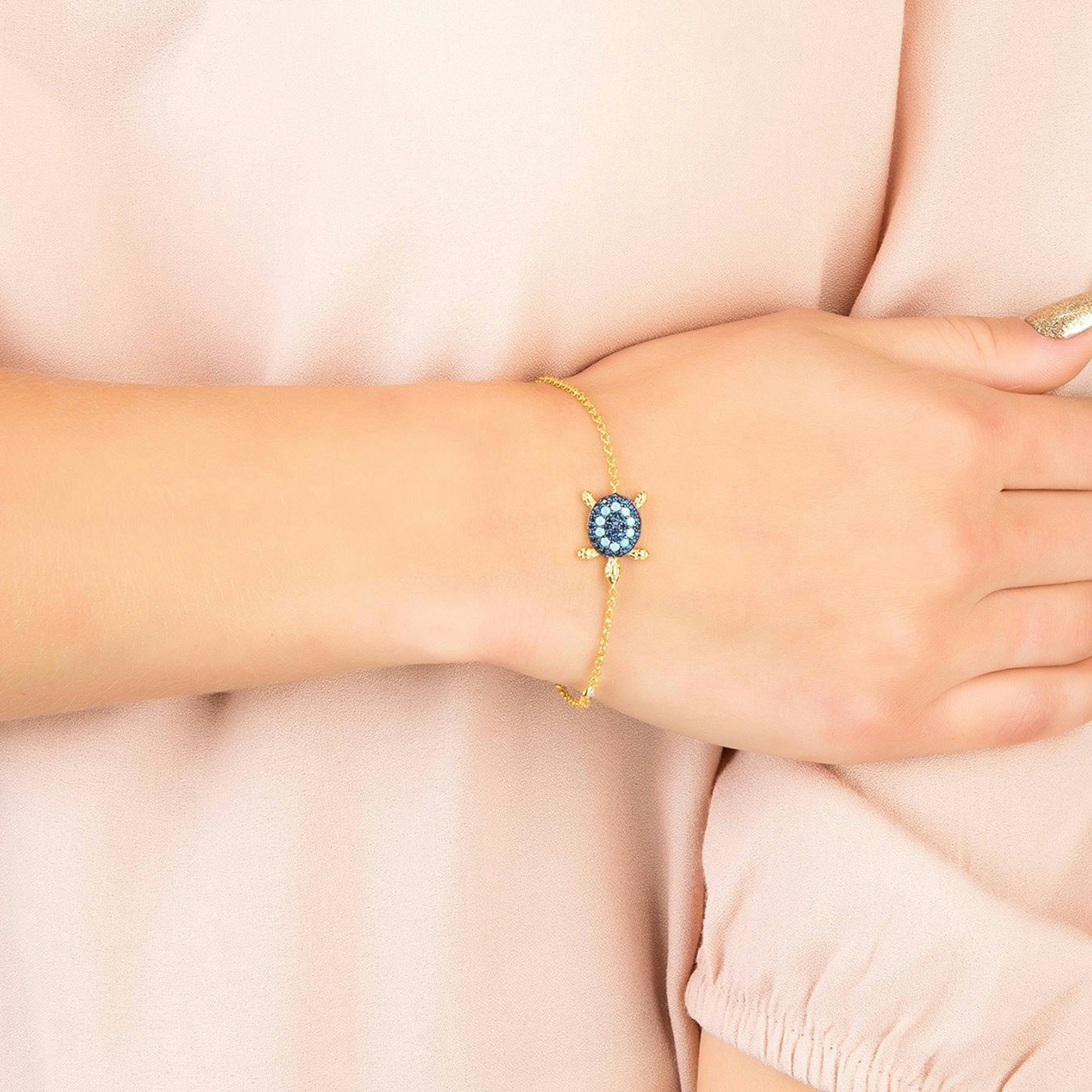 Turtle Bracelet - Gold / Blue - Turquoise by Latelita
