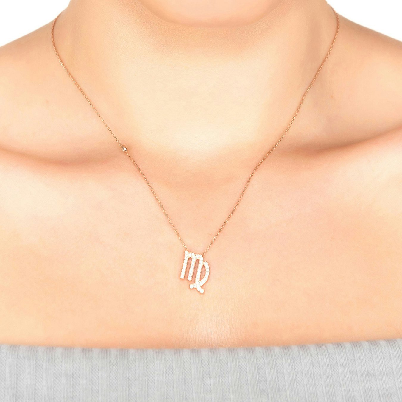 Virgo Zodiac Star Sign Pendant Necklace - Rose Gold by Latelita